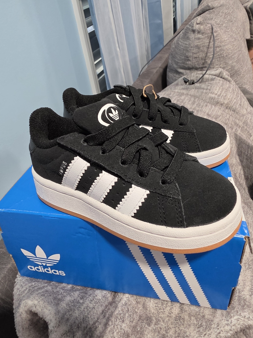 adidas Kids Black & White Suede-Style Platform Sneakers